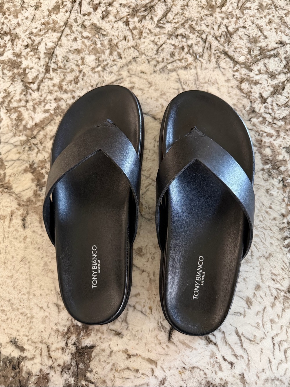 Tony Bianco Black Crossover Leather Slide Sandals